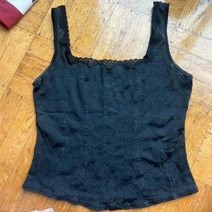 Vintage black lace corset tank